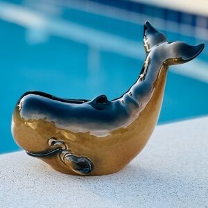 Vintage Goebel West Germany Ceramic Sperm Whale Bank – 9.25” x 7” x 4”